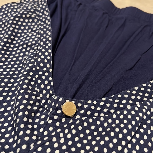 SERAPHINE MATERNITY NAVY OVER BELLY PRINTED POLKA DOT ANKLE PANT SIZE 4 - Picture 4 of 9